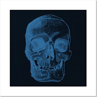 Front Skull Sketch - Blue/Dark Posters and Art